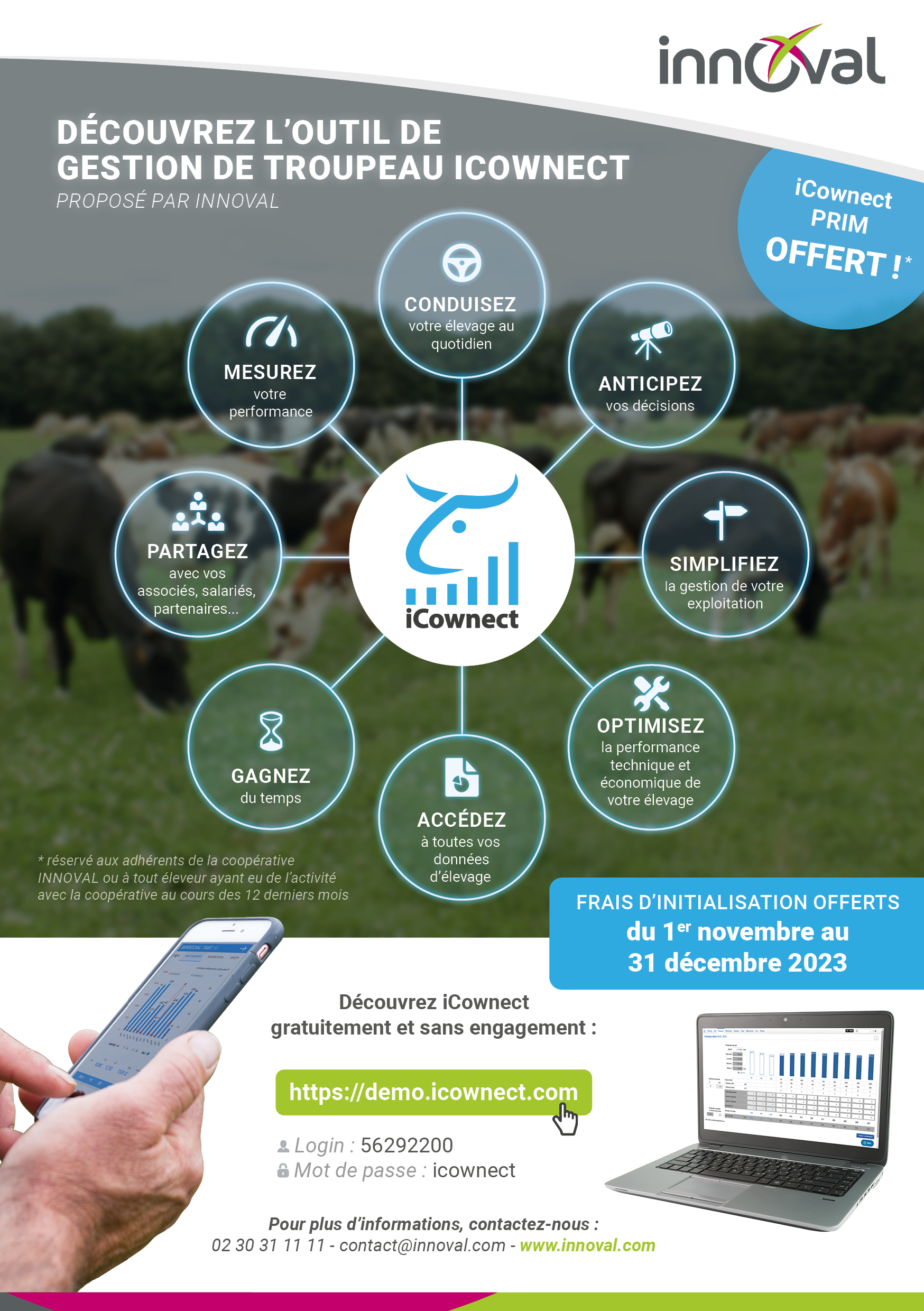 Outil de gestion de troupeau iCownect : Frais d’initialisation offerts